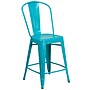 Flash Furniture Colorful Restaurant Counter Height Stool with Back, Crystal Teal-Blue (ET353424CB)~#|#~sp144472750_sc7