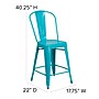 Flash Furniture Colorful Restaurant Counter Height Stool with Back, Crystal Teal-Blue (ET353424CB)~#|#~sp144472756_sc7