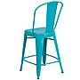 Flash Furniture Colorful Restaurant Counter Height Stool with Back, Crystal Teal-Blue (ET353424CB)~#|#~sp144472757_sc7