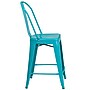 Flash Furniture Colorful Restaurant Counter Height Stool with Back, Crystal Teal-Blue (ET353424CB)~#|#~sp144472759_sc7