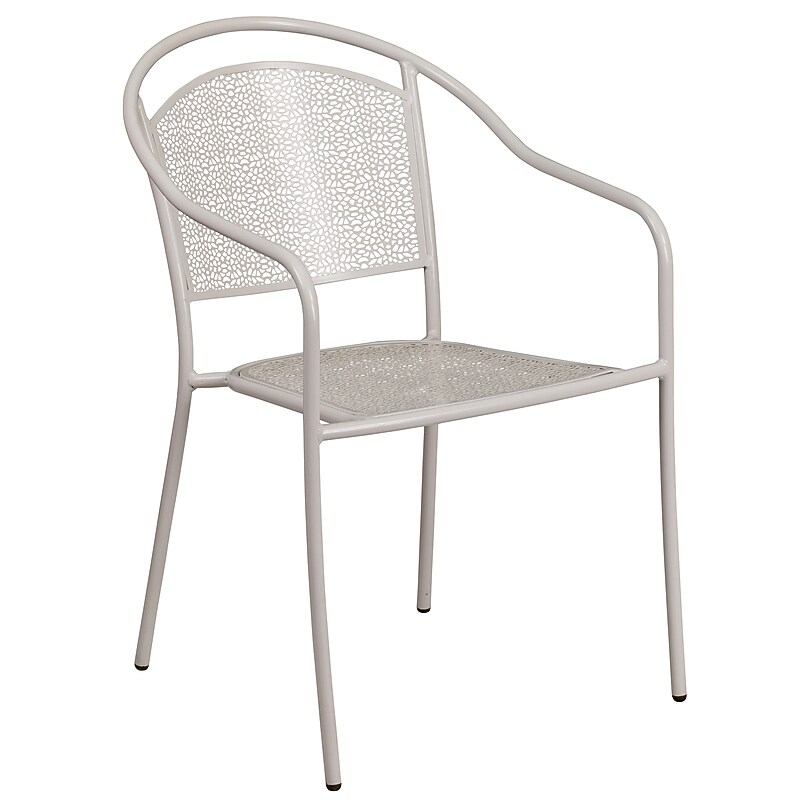 Flash Furniture Light Gray Indoor-Outdoor Steel Patio Arm Chair with Round Back (CO-3-SIL-GG) image 1