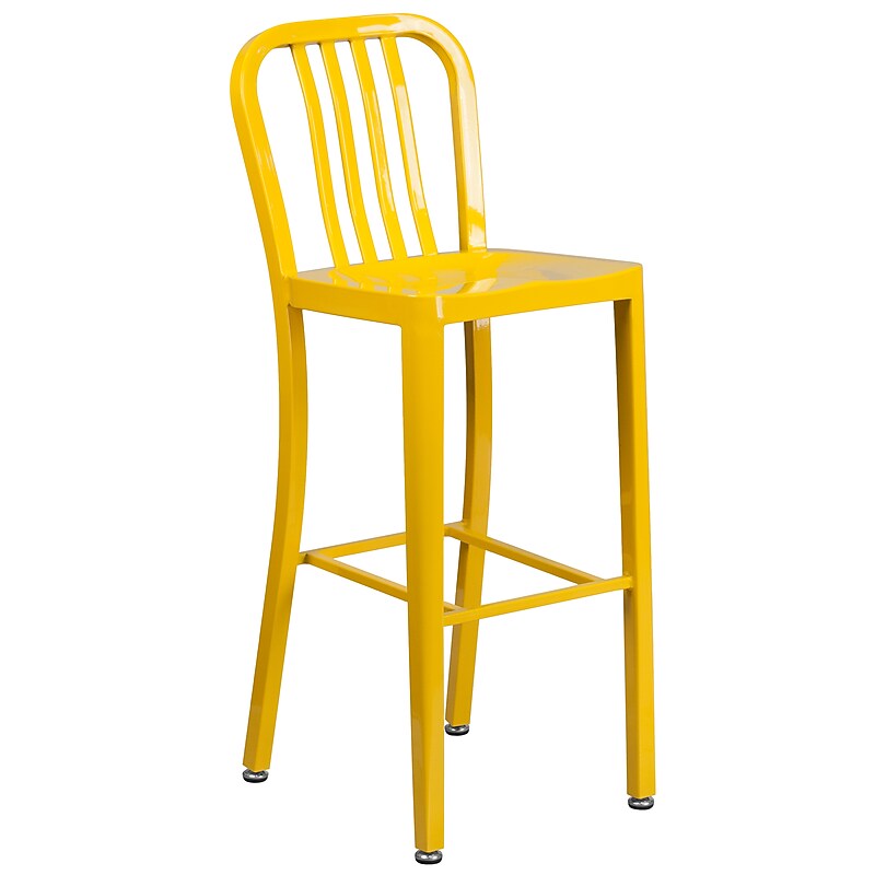 Flash Furniture Colorful Restaurant Barstool with Back, Yellow (CH6120030YL) image 1