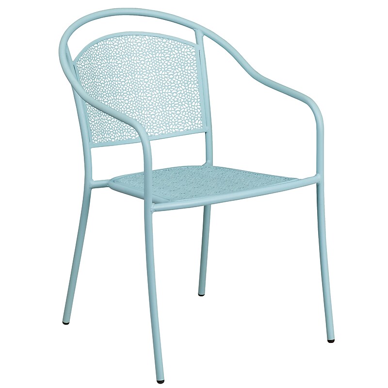 Flash Furniture Indoor-Outdoor Steel Patio Arm Chair with Round Back, Sky Blue (CO-3-SKY-GG) image 1