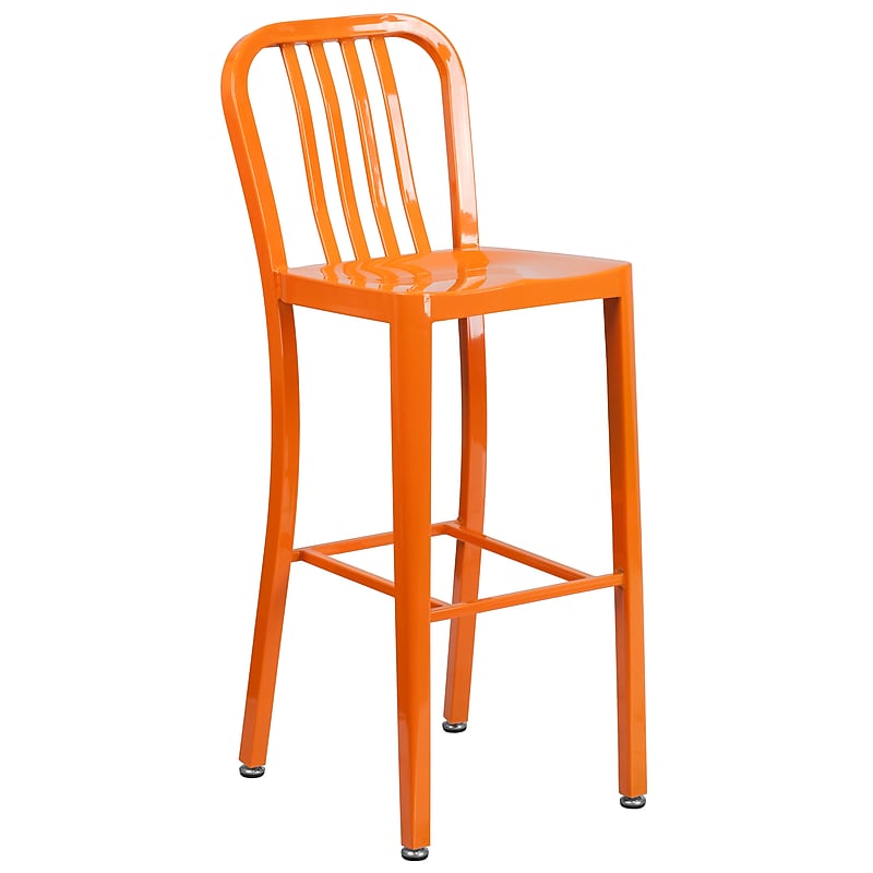 Flash Furniture Colorful Restaurant Barstool with Back, Orange (CH6120030OR) image 1