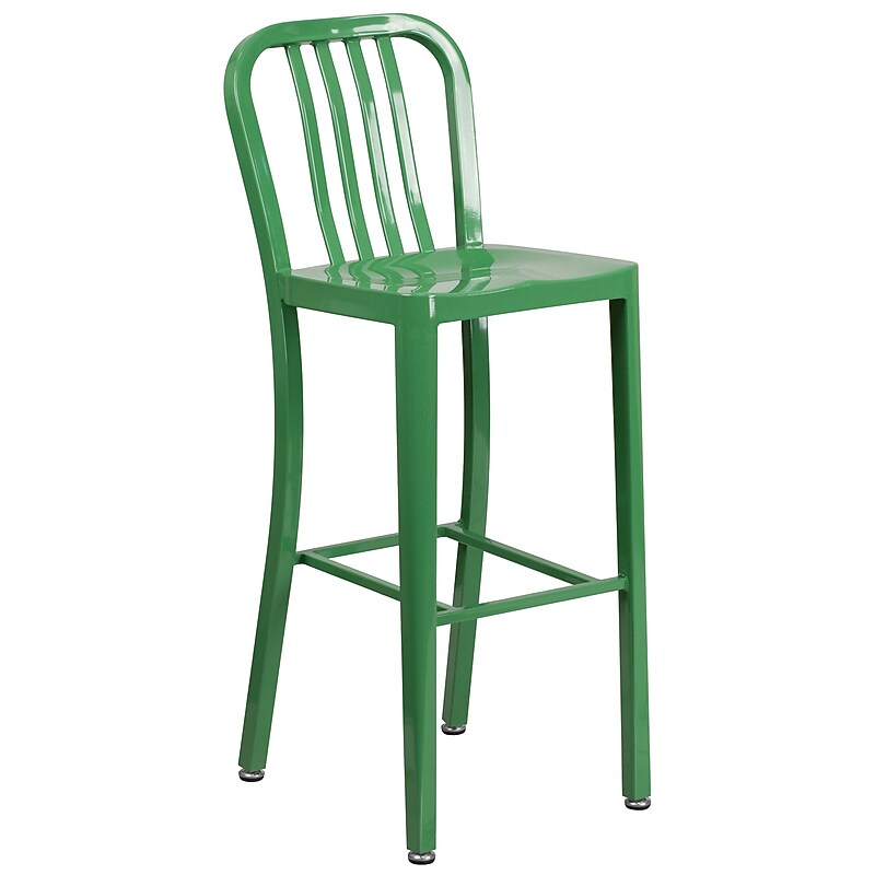 Flash Furniture Colorful Restaurant Barstool with Back, Green (CH6120030GN) image 1