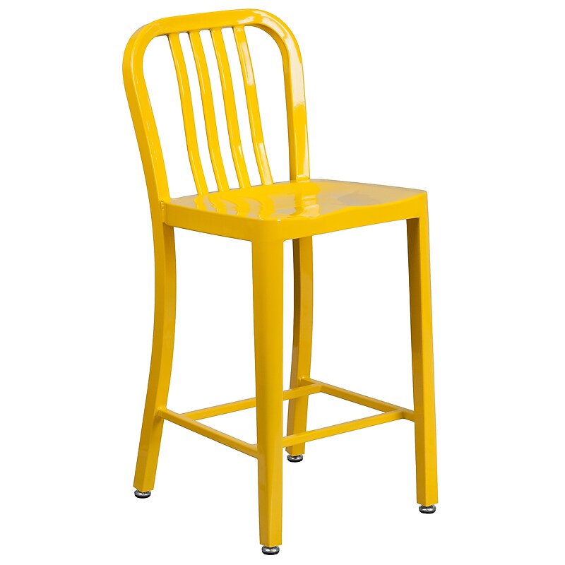 Flash Furniture Colorful Restaurant Counter Height Stool with Back, Yellow (CH6120024YL) image 1