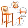 Flash Furniture Colorful Restaurant Counter Height Stool with Back, Orange (CH6120024OR)~#|#~sp144473091_sc7