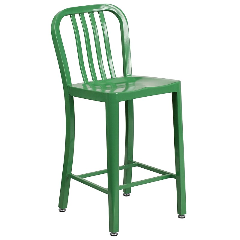 Flash Furniture Colorful Restaurant Counter Height Stool with Back, Green (CH6120024GN) image 1
