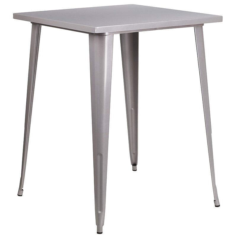Flash Furniture Nolan Commercial Grade Square Metal Indoor-Outdoor Bar Height Table, Silver (CH5104040SIL) image 1