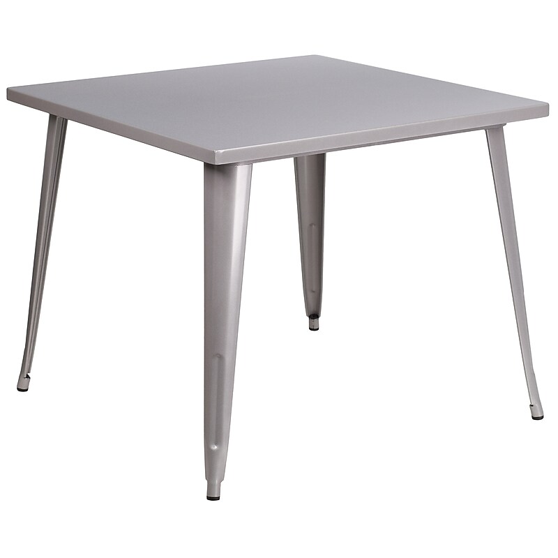 Flash Furniture Parker Commercial Grade Square Metal Indoor-Outdoor Table, Silver (CH5105029SIL) image 1