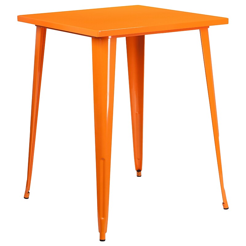 Flash Furniture Nolan Commercial Grade Square Metal Indoor-Outdoor Bar Height Table, Orange (CH5104040OR) image 1