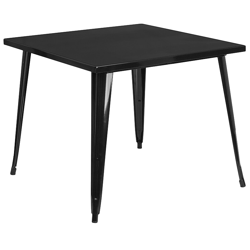 Flash Furniture Parker Commercial Grade Square Metal Indoor-Outdoor Table, Black (CH5105029BK) image 1