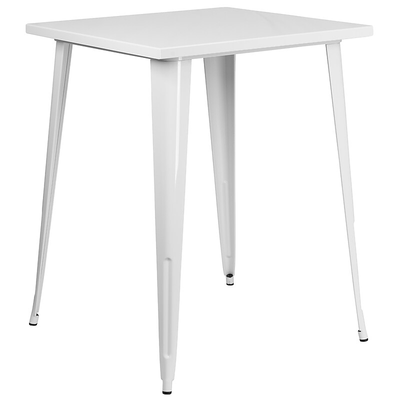 Flash Furniture Nolan Commercial Grade Square Metal Indoor-Outdoor Bar Height Table, White (CH5104040WH) image 1
