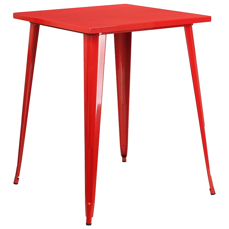 Flash Furniture Nolan Commercial Grade Square Metal Indoor-Outdoor Bar Height Table, Red (CH5104040RED) image 1