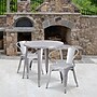 Flash Furniture Conrad Indoor-Outdoor 30" Round Table Set with 2 Arm Chairs, Silver (CH519TH218ASIL)~#|#~sp144473449_sc7