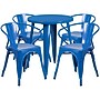 Flash Furniture Chauncey Indoor-Outdoor 24" Round Table Set with 4 Arm Chairs, Blue (CH518TH418ABL)~#|#~sp144473490_sc7