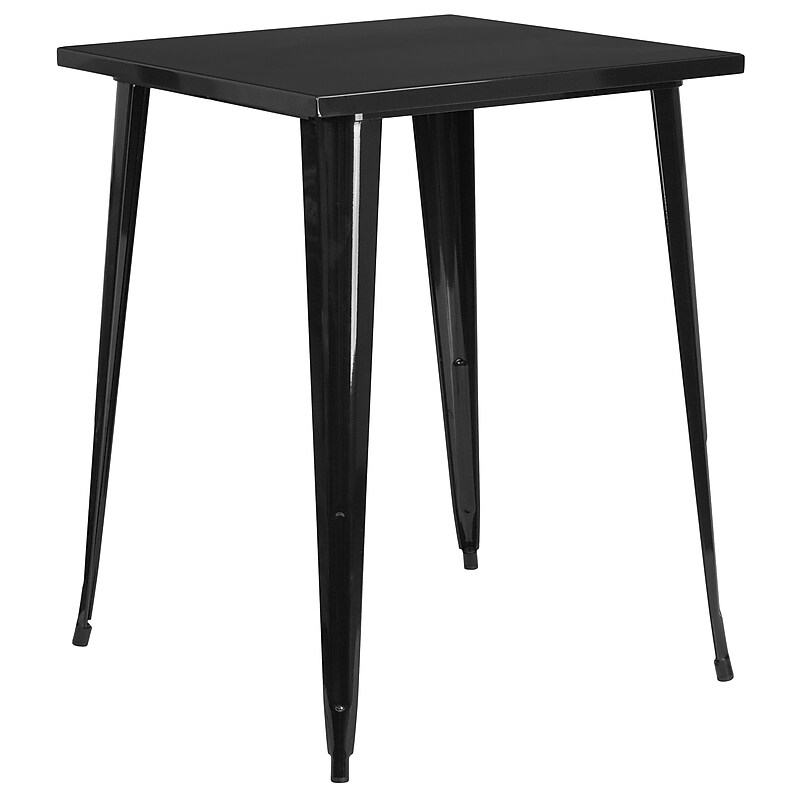 Flash Furniture Nolan Commercial Grade Square Metal Indoor-Outdoor Bar Height Table, Black (CH5104040BK) image 1