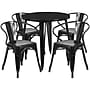 Flash Furniture Cory Indoor-Outdoor 30" Round Table Set with 4 Arm Chairs, Black (CH519TH418ABK)~#|#~sp144473559_sc7