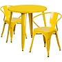 Flash Furniture Conrad Indoor-Outdoor 30" Round Table Set with 2 Arm Chairs, Yellow (CH519TH218AYL)~#|#~sp144473567_sc7