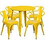 Flash Furniture Cory Indoor-Outdoor 30" Round Table Set with 4 Arm Chairs, Yellow (CH519TH418AYL)~#|#~sp144473570_sc7