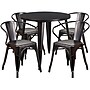 Flash Furniture Cory Indoor-Outdoor 30" Round Table Set with 4 Arm Chairs, Black-Antique Gold (CH519TH418ABQ)~#|#~sp144473594_sc7