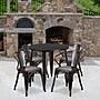 Flash Furniture Cory Indoor-Outdoor 30" Round Table Set with 4 Arm Chairs, Black-Antique Gold (CH519TH418ABQ)~#|#~sp144473595_sc7