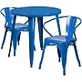 Flash Furniture Conrad Indoor-Outdoor 30" Round Table Set with 2 Arm Chairs, Blue (CH519TH218ABL)~#|#~sp144473609_sc7