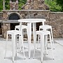 Flash Furniture Coby Indoor-Outdoor 30" Round Bar Table Set with 4 Backless Stools, White (CH519BH430SQSWH)~#|#~sp144473630_sc7