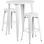 Flash Furniture Boyd Indoor-Outdoor 30" Round Bar Table Set with 2 Backless Stools, White (CH519BH230SQSWH)~#|#~sp144473636_sc7