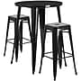Flash Furniture Boyd Indoor-Outdoor 30" Round Bar Table Set with 2 Backless Stools, Black (CH519BH230SQSBK)~#|#~sp144473668_sc7