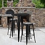 Flash Furniture Boyd Indoor-Outdoor 30" Round Bar Table Set with 2 Backless Stools, Black (CH519BH230SQSBK)~#|#~sp144473670_sc7