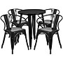 Flash Furniture Chauncey Indoor-Outdoor 24" Round Table Set with 4 Arm Chairs, Black (CH518TH418ABK)~#|#~sp144473697_sc7