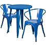 Flash Furniture Napoleon Indoor-Outdoor 24" Round Table Set with 2 Arm Chairs, Blue (CH518TH218ABL)~#|#~sp144473703_sc7