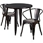 Flash Furniture Conrad Indoor-Outdoor 30" Round Table Set with 2 Arm Chairs, Black-Antique Gold (CH519TH218ABQ)~#|#~sp144473745_sc7