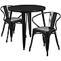 Flash Furniture Conrad Indoor-Outdoor 30" Round Table Set with 2 Arm Chairs, Black (CH519TH218ABK)~#|#~sp144473777_sc7