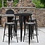 Flash Furniture Coby Indoor-Outdoor 30" Round Bar Table Set with 4 Backless Stools, Black (CH519BH430SQSBK)~#|#~sp144473794_sc7