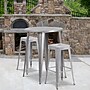 Flash Furniture Boyd Indoor-Outdoor 30" Round Bar Table Set with 2 Backless Stools, Silver (CH519BH230SQSSV)~#|#~sp144473805_sc7