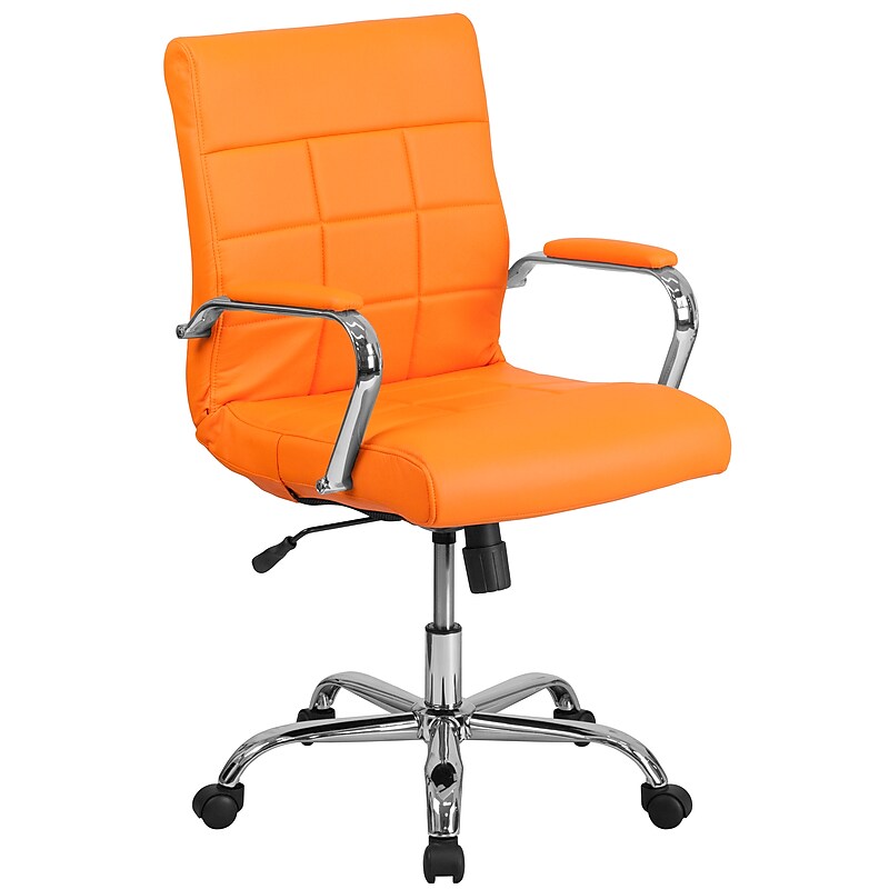 Flash Furniture Vivian Vinyl Swivel Mid-Back Executive Office Chair, Orange (GO2240ORG) image 1