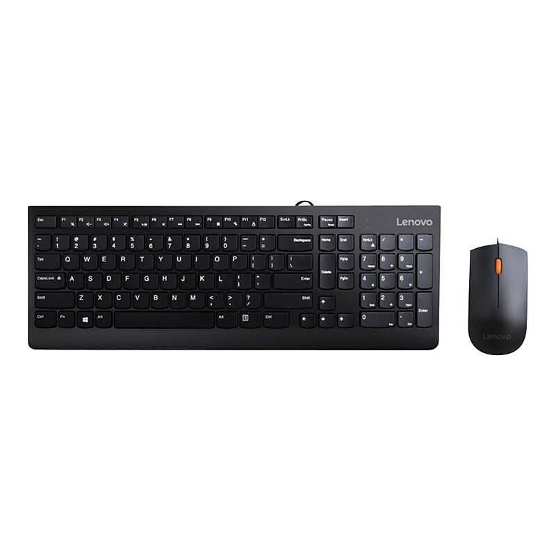 Lenovo 300 USB Combo Ergonomic Keyboard and Mouse, Black (GX30M39606) image 1