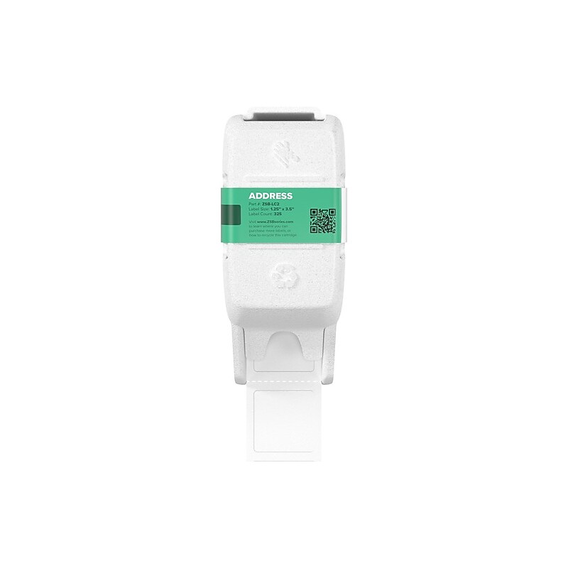 Zebra Address Label, 3.5" x 1.25", White, 325 Labels/Cartridge (ZSB-LC2) image 1