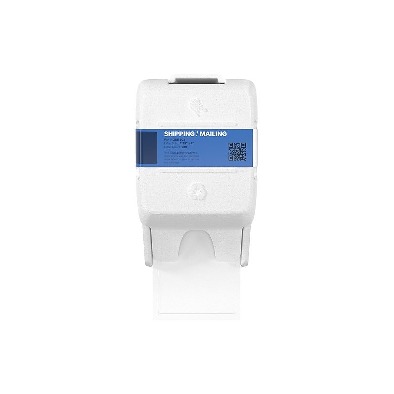 Zebra Shipping Mailing Label, 2.25" x 4", White, 280 Labels per Cartridge (ZSB-LC4) image 1