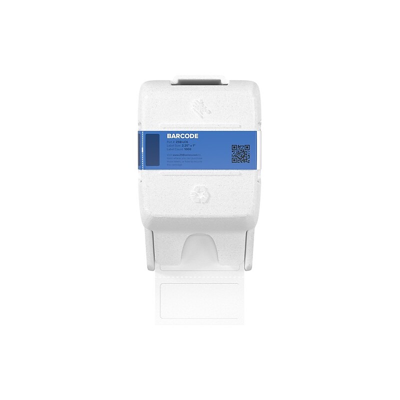 Zebra Barcode Label, 2.25" x 1", White, 1000 Labels/Cartridge (ZSB-LC6) image 1