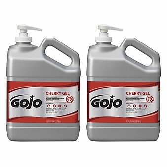 GOJO Gel Pumice Hand Cleaner, Cherry Fragrance, 1 Gallon Hand Cleaner with Pumice Pump Bottle, 2/Pack (2358-02)