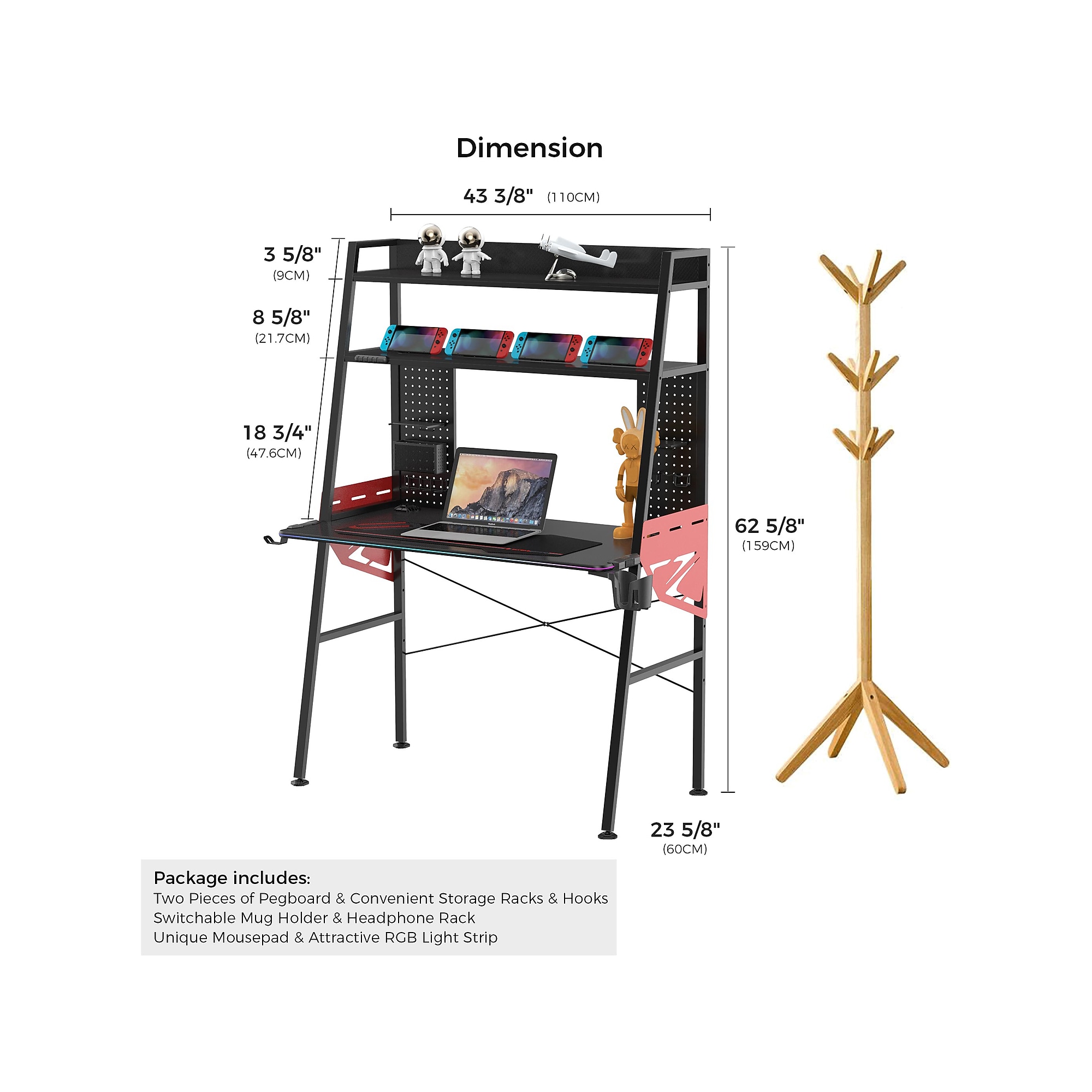 Eureka Ergonomic 43″ Computer Gaming Desk, Black (GD0087-BK) Sansujyuku sansujyuku.com