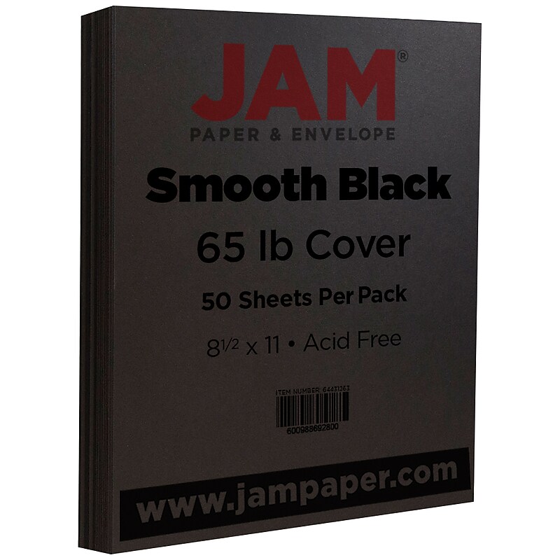 JAM Paper 65 lb. Cardstock Paper, 8.5" x 11", Black, 50 Sheets/Pack (64431263) image 1