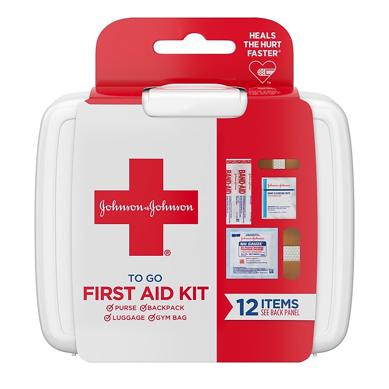 Johnson & Johnson First Aid to Go, 12 Pieces/Kit, 48 Kits/Carton (8295CT) image 1