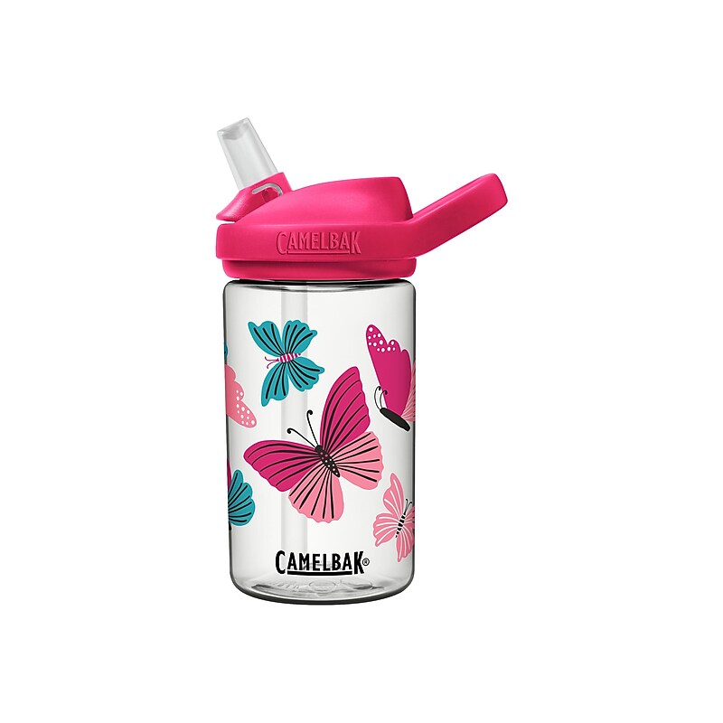 CamelBak Eddy+ Kids Butterflies Plastic Water Bottle, 14 oz., Colorblock Butterflies (2472102041) image 1