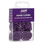 JAM Paper Colored Circular Paper Clips, Round Paperclips, Purple, 50/Pack (2187137)