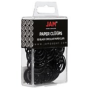 JAM Paper Colored Circular Paper Clips, Round Paperclips, Black, 2 Packs of 50 (2187133B)