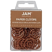 JAM Paper Colored Circular Paper Clips, Round Paperclips, Rose Gold, 50/Pack (21832061)